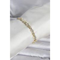 Pirinç Gold Renk Petek Model Zirkon Taşlı Kadın Bileklik