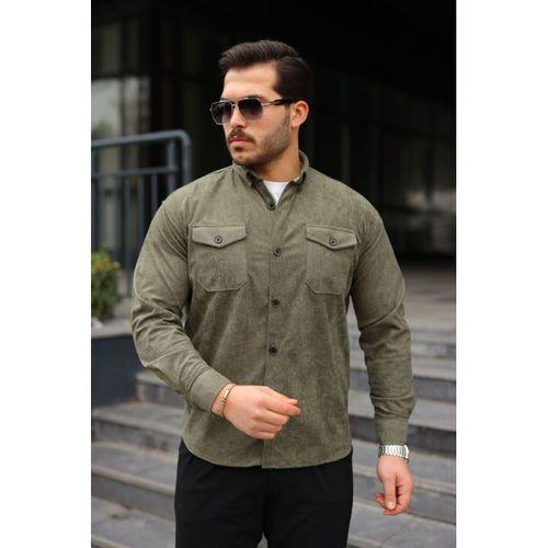 Erkek Uzun Kollu Cepli Kadife Gömlek