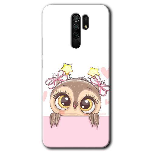 BeRa Aksesuar Xiaomi Redmi 9 Kılıf Baskılı Kapak - Sevimli Baykuş +Tam Kaplayan Mat Seramik