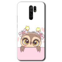 BeRa Aksesuar Xiaomi Redmi 9 Kılıf Baskılı Kapak - Sevimli Baykuş +Tam Kaplayan Mat Seramik