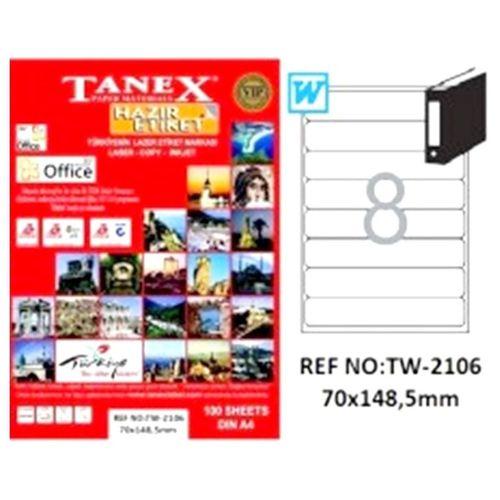 Tanex Etiket 70X148,5mm A4 100 Sayfa Tw-2106 Lazer Etiket