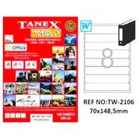 Tanex Etiket 70X148,5mm A4 100 Sayfa Tw-2106 Lazer Etiket