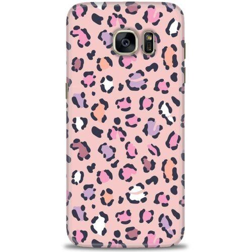 Samsung Galaxy S7 Edge Kılıf HD Baskılı Kılıf - Pembe Leopar + Tam Ekran Koruyucu