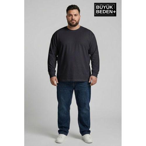 Erkek Büyük Beden 3 lü Set Uzun Kollu 2 İplik Bisiklet Yaka Tişört SPR26BEA942+3