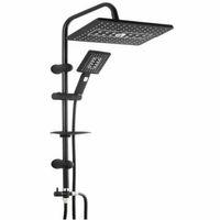 Lüks Robot Duş Seti Mat Siyah Dikdörtgen | Çok Fonksiyonlu Yağmur Robot Duş Sistemi Siyah