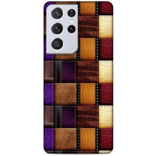 Lopard Samsung Galaxy S21 Ultra Uyumlu Kılıf Patchwork (13) Silikon Kap