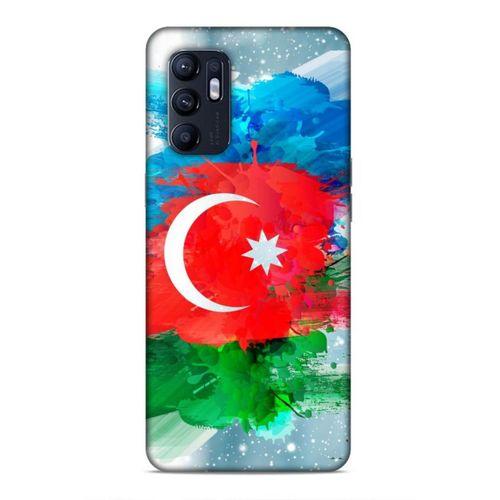 Oppo Reno 6 4G Uyumlu Kılıf Azarbaijan (15) Antişok Kılıf Bayrak İllustre