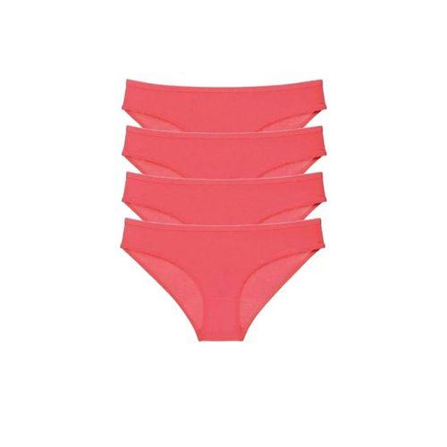 4 Adet Süper Eko Set Likralı Kadın Slip Külot Kırmızı