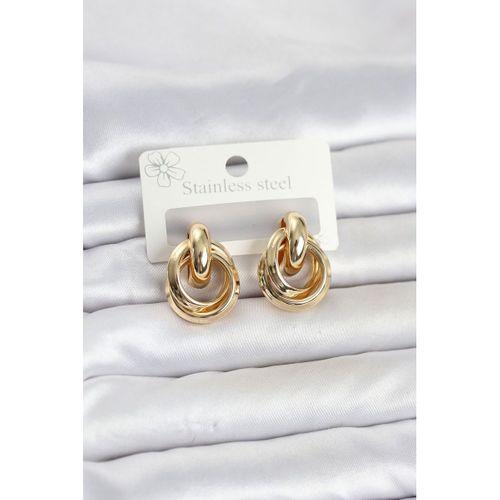 316L Çelik Gold Renk Halka Model Kadın Küpe
