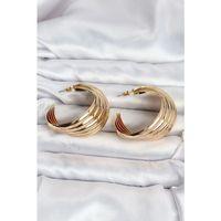 316L Çelik Gold Renk Yarım Halka Model Kadın Küpe