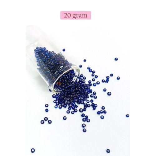 Dökme Cam Kum Boncuk (8/0) 3 mm - 20 Gram - Şeffaf Lacivert - BNC166