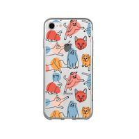 iPhone 7 Sevimli Kedi Figürleri Desenli Premium Şeffaf Silikon Kılıf