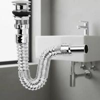 Krom Basmalı Sifon -körüklü Sifon Bas Stoplu Lavabo Mutfak Sifonu-paslanmaz