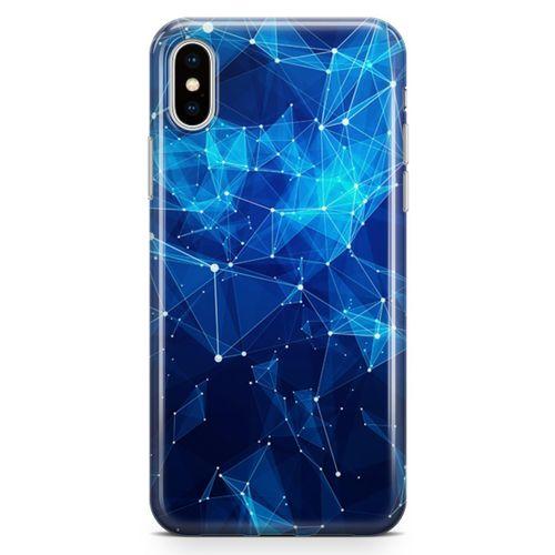 Apple iPhone XS Max Kılıf Mavi Ağ Güvenliği Arka Kapak Koruma Desenli Full Koruyucu