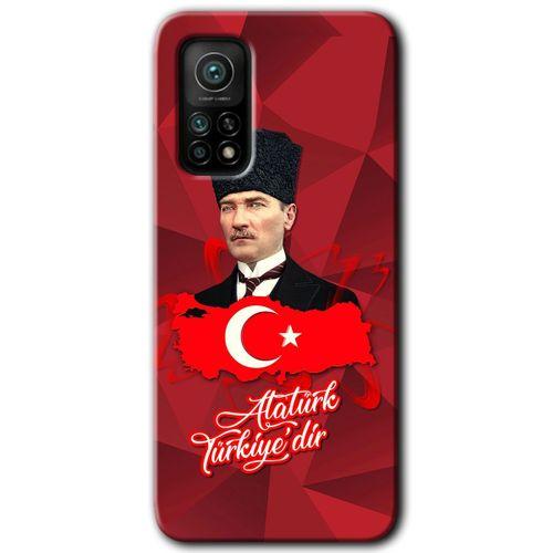 Xiaomi Mi 10T Pro Kılıf Baskılı Kapak - Atatürkiye + 5D Tam Kaplayan Cam