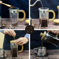 Ahşap Detaylı 600 ml Cam French Press