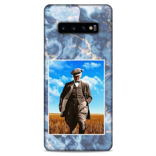 Samsung Galaxy S10 Plus Kılıf Atatürk (19) Kılıfları Mavi Mermer