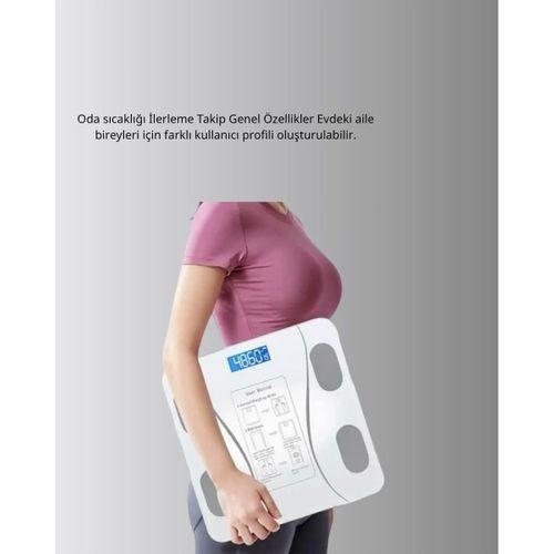 Akıllı Dijital Baskül – Bluetooth Bağlantılı, 8 Ölçüm Verili, Akıllı Vücut Analiz Tartısı