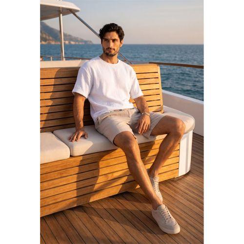 Mann Relax Fit %100 Pamuk Meridian Kumaş Basic Erkek Şort - Çakıl Taşı
