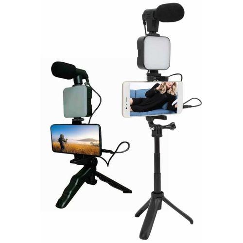 Telefon Tutucu Led Işıklı Kumandalı Mikrofon Telefon Vlog Video Kayıt