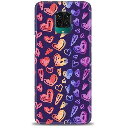 Xiaomi Redmi Note 9S Kılıf HD Baskılı Kılıf - Renkli Kalpler + Tam Ekran Koruyucu