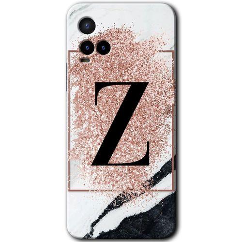 Vivo Y21 Kılıf HD Desen Baskılı Arka Kapak - Pembe Mermer Desenli Z Harfi