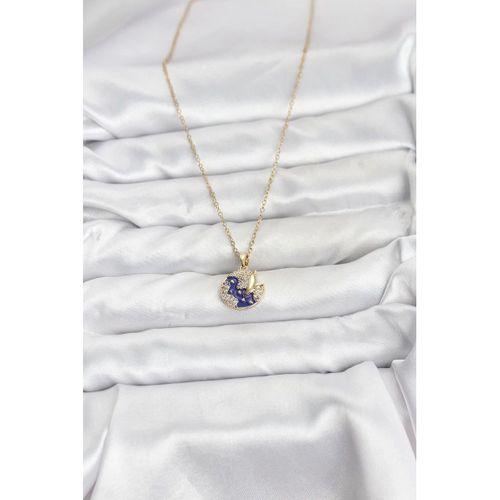 316L Çelik Zincir Gold Renk Gece Model Zirkon Taşlı Kadın Kolye