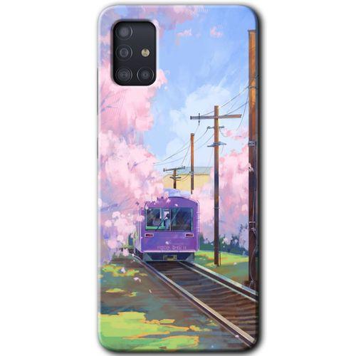 MRCİLETİSİM Samsung Galaxy A51 Kılıf HD Desen Baskılı Arka Kapak + Temperli Cam - Rails Paint