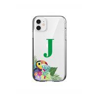 Yeşil Papağan J Harfli iPhone 11 Şeffaf Kılıf