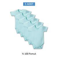 Yeşil Yarım Kol Body Zıbın 2-7 YAŞ Çocuklar İçin (5 ADET) Alttan Çıtçıtlı Özel Gereksinimli