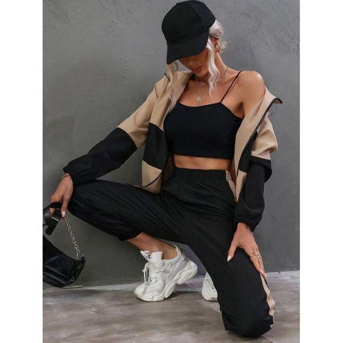 Kadın Uzun Kollu Kapşonlu önden Fermuarlı Viskon Iki Iplik Bluz Ve Pantolon Ikili Takım