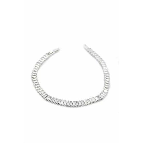 Baget Taşlı Su Yolu Bileklik - Gümüş