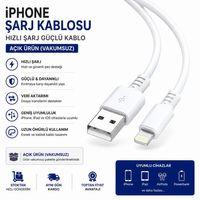 iPhone Şarj Kablosu Hızlı Şarj Güçlü Kablo (Vakumsuz Açık Ürün)
