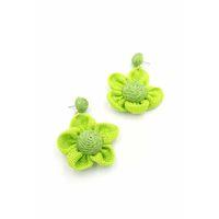 Papatya Hasır Küpe - Yeşil