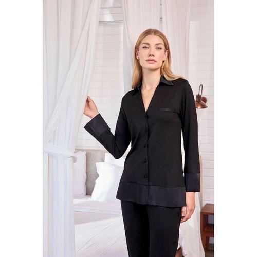 Uzun Kollu Önü Düğmeli Gömlek Yaka Pijama Takımı