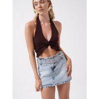 Kemer Detay Denim Mini Etek