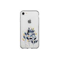 iPhone SE (2020) Mavi Yaprak Desenli Şeffaf Silikonlu Kılıf