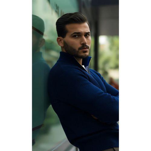 Erkek Balıkçı Zip Yaka Uzun Kollu Triko