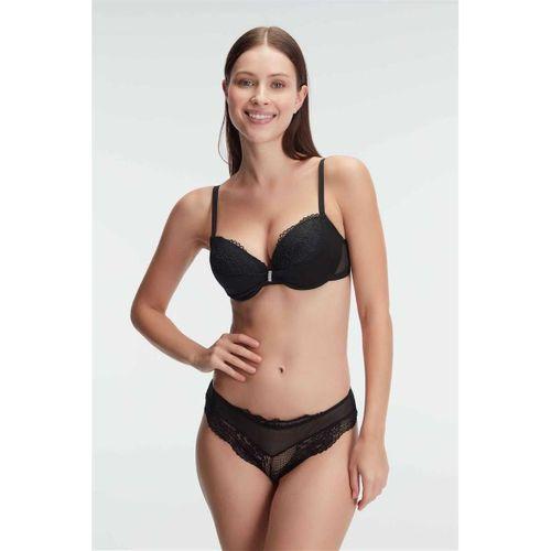 Balenli Destekli Dolgulu Taşlı Dantelli Sütyen Ve Slip Takım