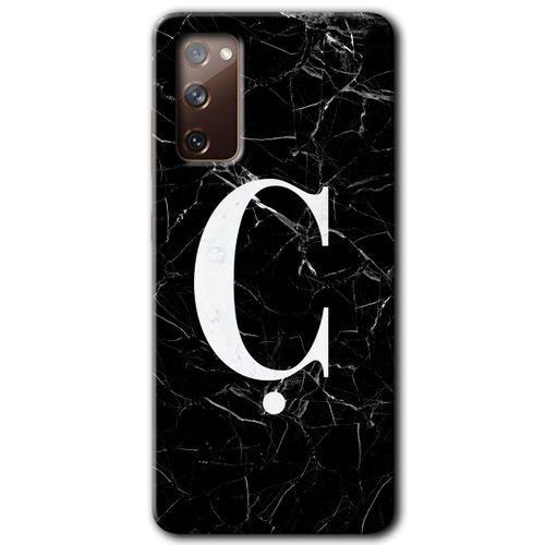 Galaxy S20 FE Kılıf HD Desen Baskılı Arka Kapak - Siyah Mermer Desenli Ç Harfi