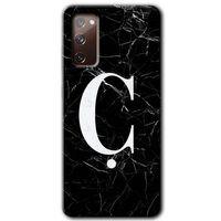 Galaxy S20 FE Kılıf HD Desen Baskılı Arka Kapak - Siyah Mermer Desenli Ç Harfi