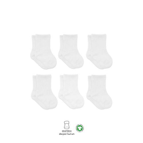 Bistyle Bistyle 6'Lı Basic Penye Soket Çorap 10101 Beyaz