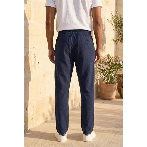 Meridian Kumaş Relaxed Fit %100 Pamuklu Jogger Erkek Yazlık Eşofman Altı Pantolon - Lacivert