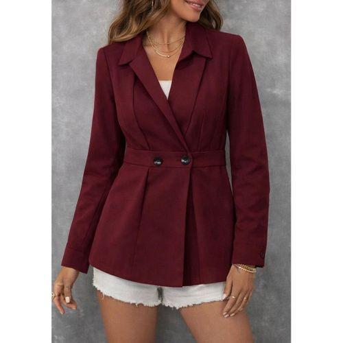 Kadın Düğme Ve Plise Detay Arkası Lastikli Ceket