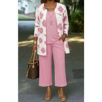 Kadın Uzun Kollu önü Açık Modal Ceket Kolsuz Viskon Iki Iplik Bluz Ve Pantolon üçlü Takım