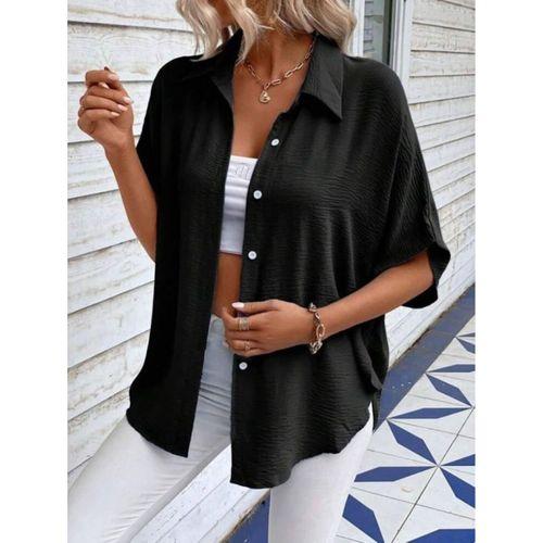 Kadın Aerobin Kumaş Oversize Kısa Kollu Gömlek