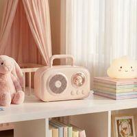 Sevimli Tasarımlı Taşınabilir Radyolu Bluetooth Hoparlör Pembe