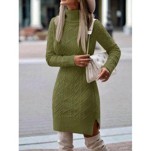 Loren Yünlü Motifli Midi Boy Triko Elbise