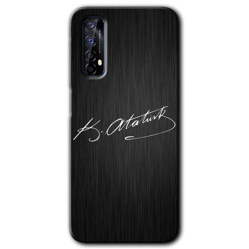 Realme 7 Kılıf HD Desen Baskılı Arka Kapak - İmza Atatürk + Kırılmaz Cam