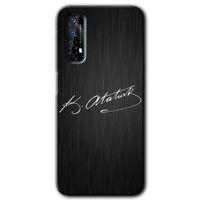 Realme 7 Kılıf HD Desen Baskılı Arka Kapak - İmza Atatürk + Kırılmaz Cam